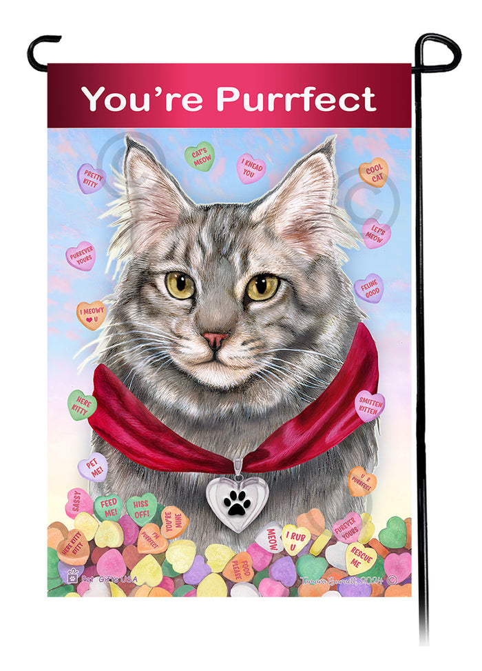 Maine Coon Cat Valentine Sweetheart Garden Flags