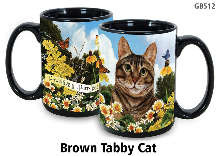 Tabby Brown Cat - Garden Party Fun Mug 15 oz