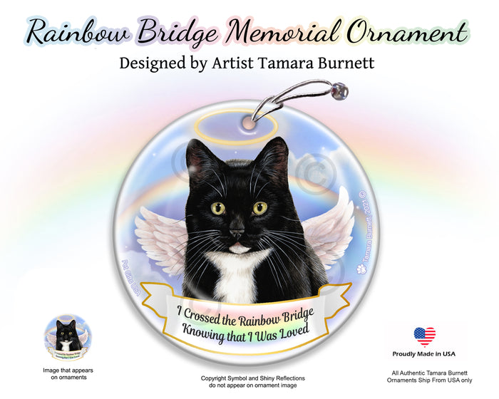 Tuxedo Black and White Rainbow Bridge Memorial Ornament