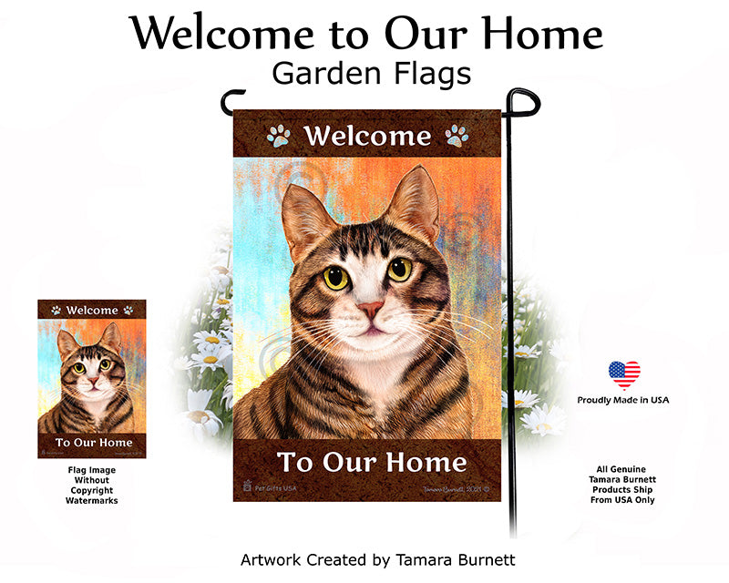 Tabby Cat Welcome To Our Home - Garden Flag