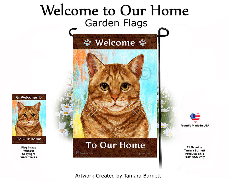 Tabby Cat Welcome To Our Home - Garden Flag