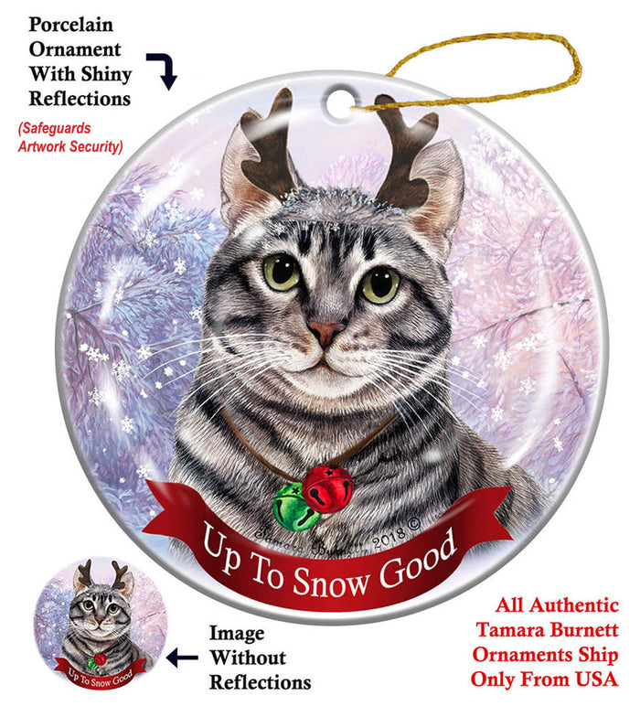 Silver Tabby Cat - Up To Snow Good Ornament