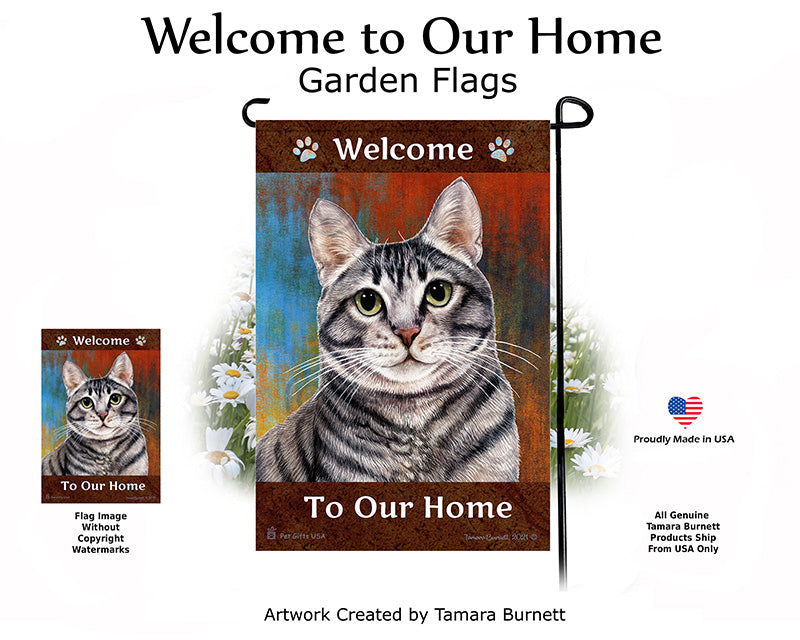 Tabby Cat Welcome To Our Home - Garden Flag