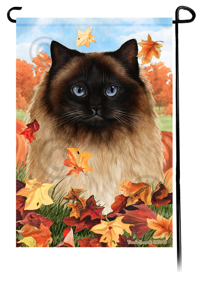 Himalayan Cat Falling Leaves Garden Flags