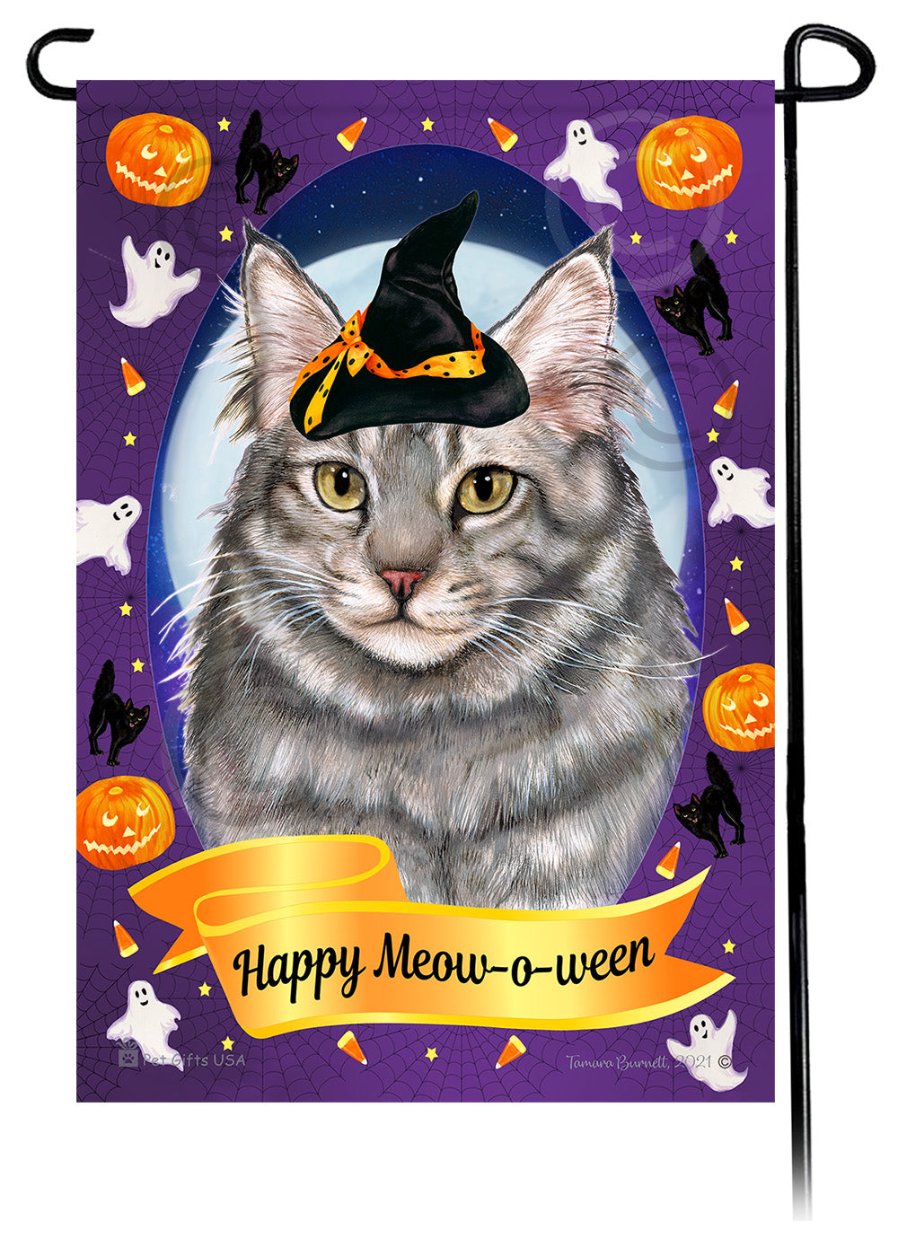 Maine Coon Cat Halloween Howls Garden Flags