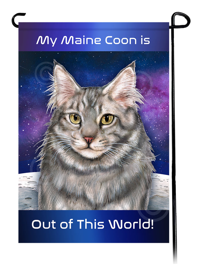 Maine Coon Cat Out Of This World Garden Flags