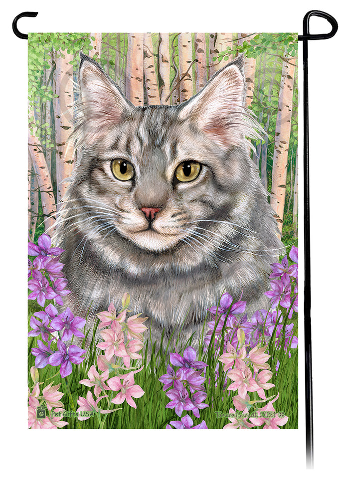 Maine Coon Cat Spring Flowers Garden Flags