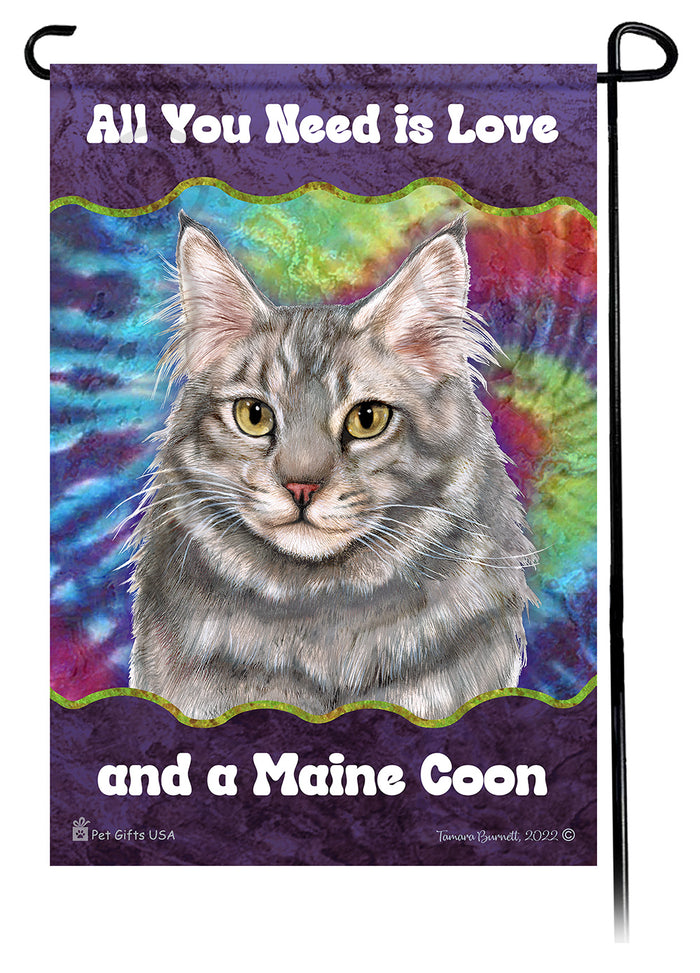 Maine Coon Cat All You Need Is Love Garden Flags