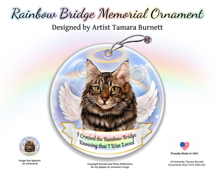 Maine Coon Brown Tabby Rainbow Bridge Memorial Ornament