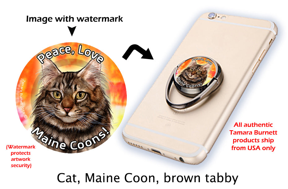 Maine Coon Cat Brown Tabby Phone Stand