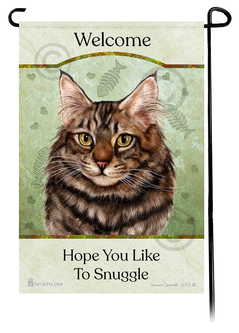Tabby Cat Hope You Like To Snuggle Garden Flags