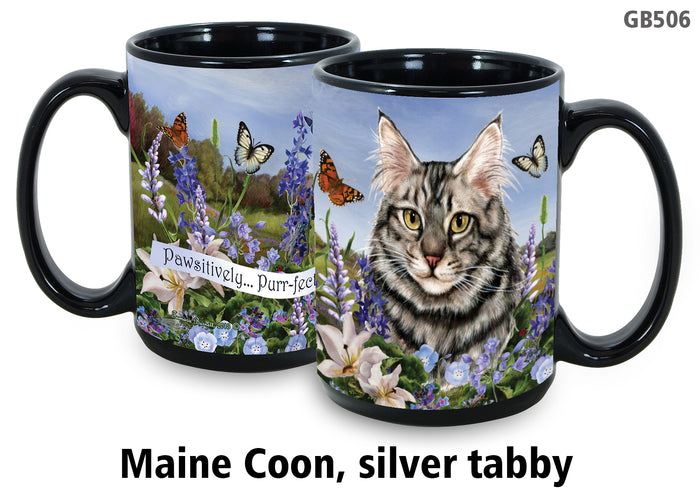 Maine Coon Silver Cat - Garden Party Fun Mug 15 oz