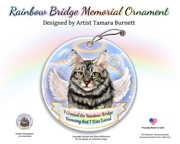 Maine Coon- Silver Tabby Rainbow Bridge Memorial Ornament