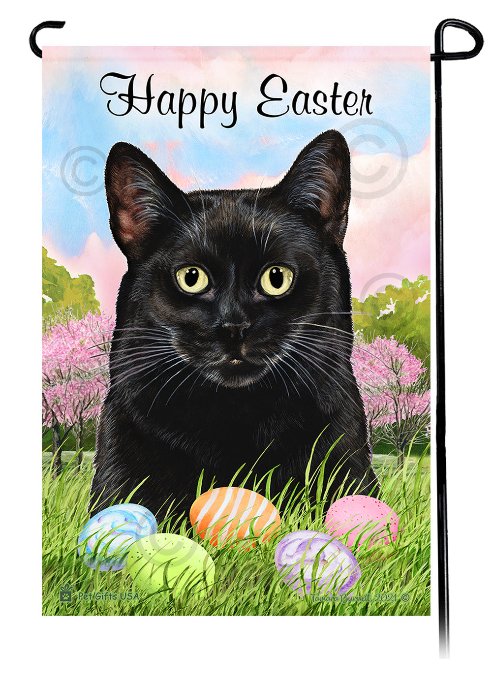 Tabby Cat Happy Easter Garden Flags