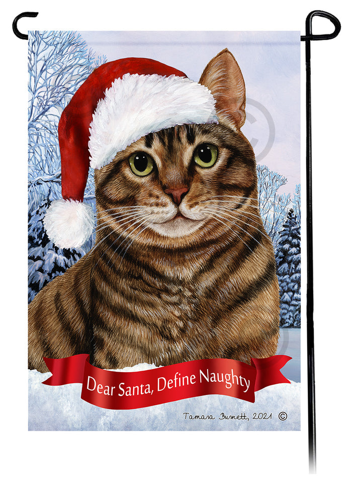 Tabby Cat Dear Santa Define Naughty Garden Flags