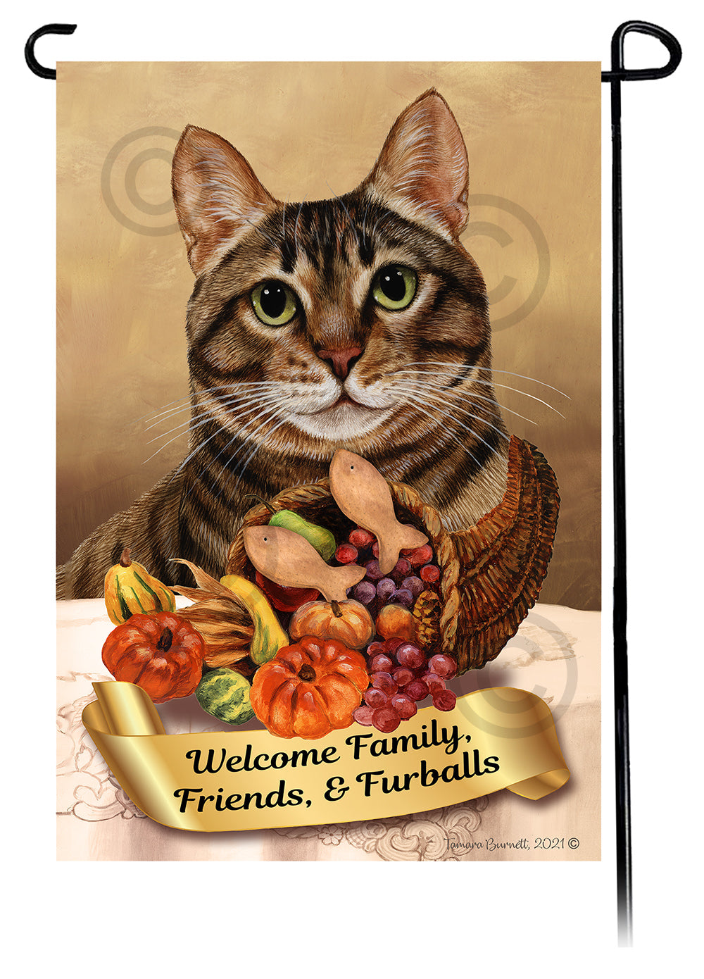 Tabby Cat Thanksgiving - Garden Flag
