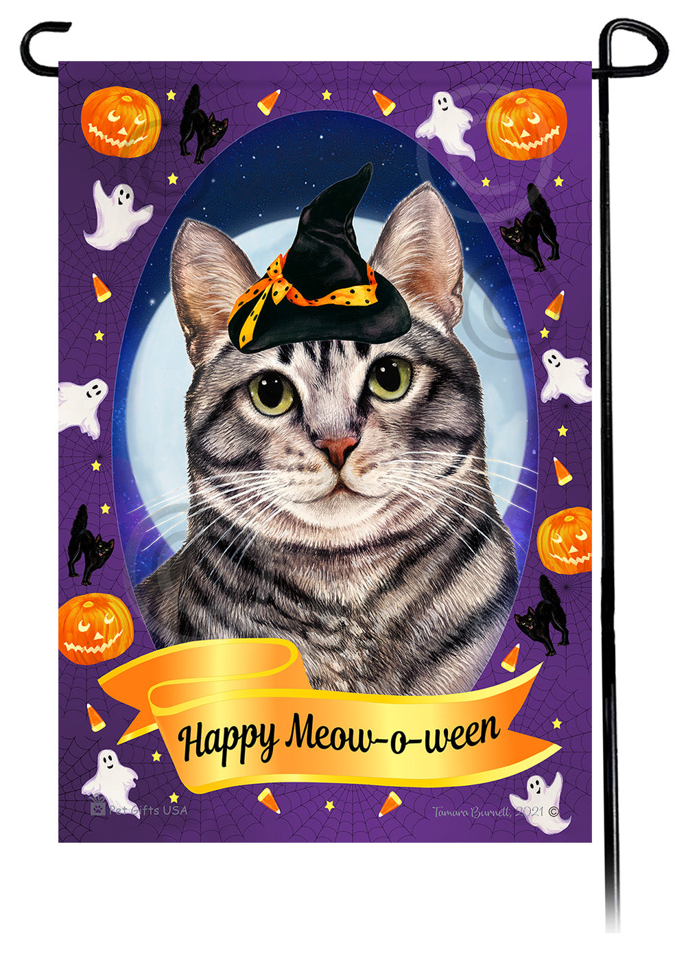 Shorthair Cat Halloween Howls - Garden Flag