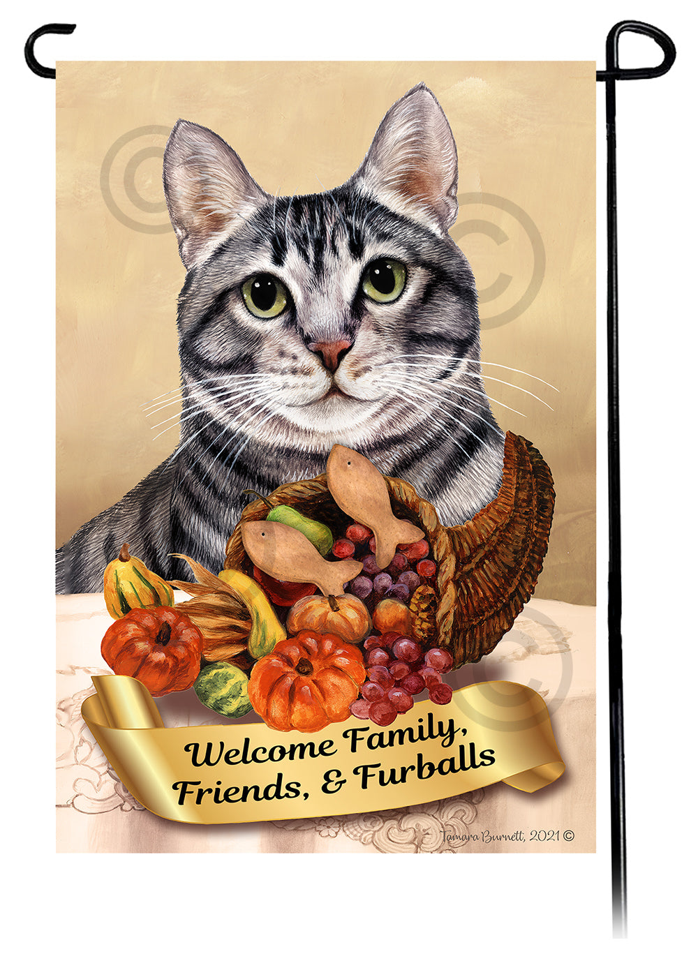 Tabby Cat Thanksgiving - Garden Flag