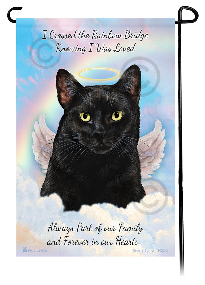 Black & White Shorthair Cat Memorial Garden Flags