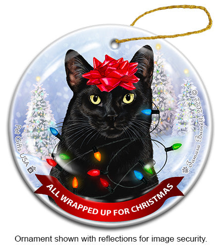 Black Cat All Wrapped Up Ornament