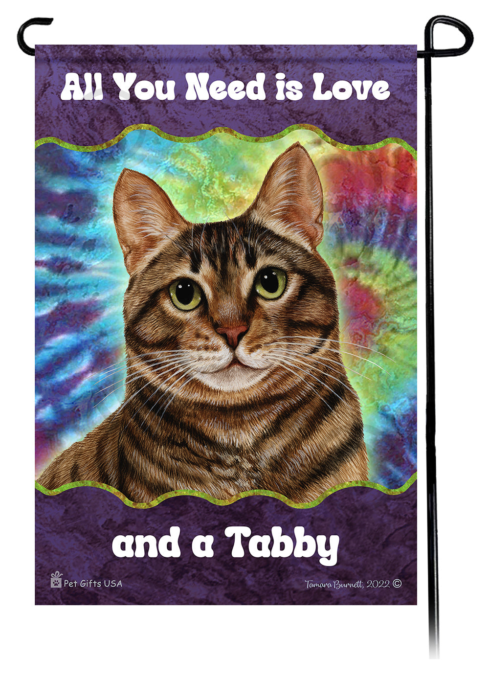 Tabby Cat All You Need Is Love Garden Flags