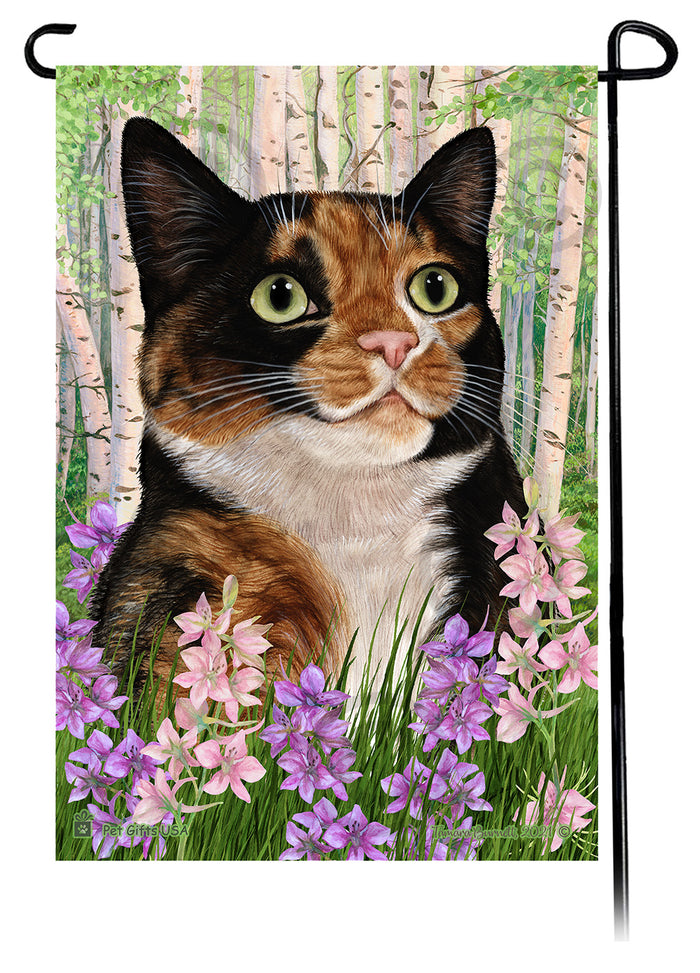 Tortoiseshell Cat Spring Flowers Garden Flags