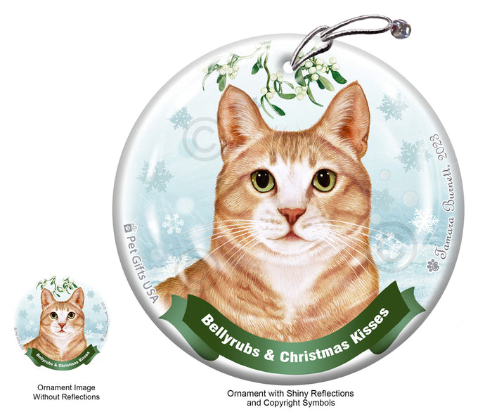 Tuxedo Cream and White Bellyrubs and Christmas Kisses Ornament