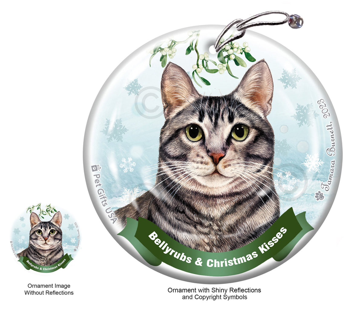 Tabby Silver Ornament