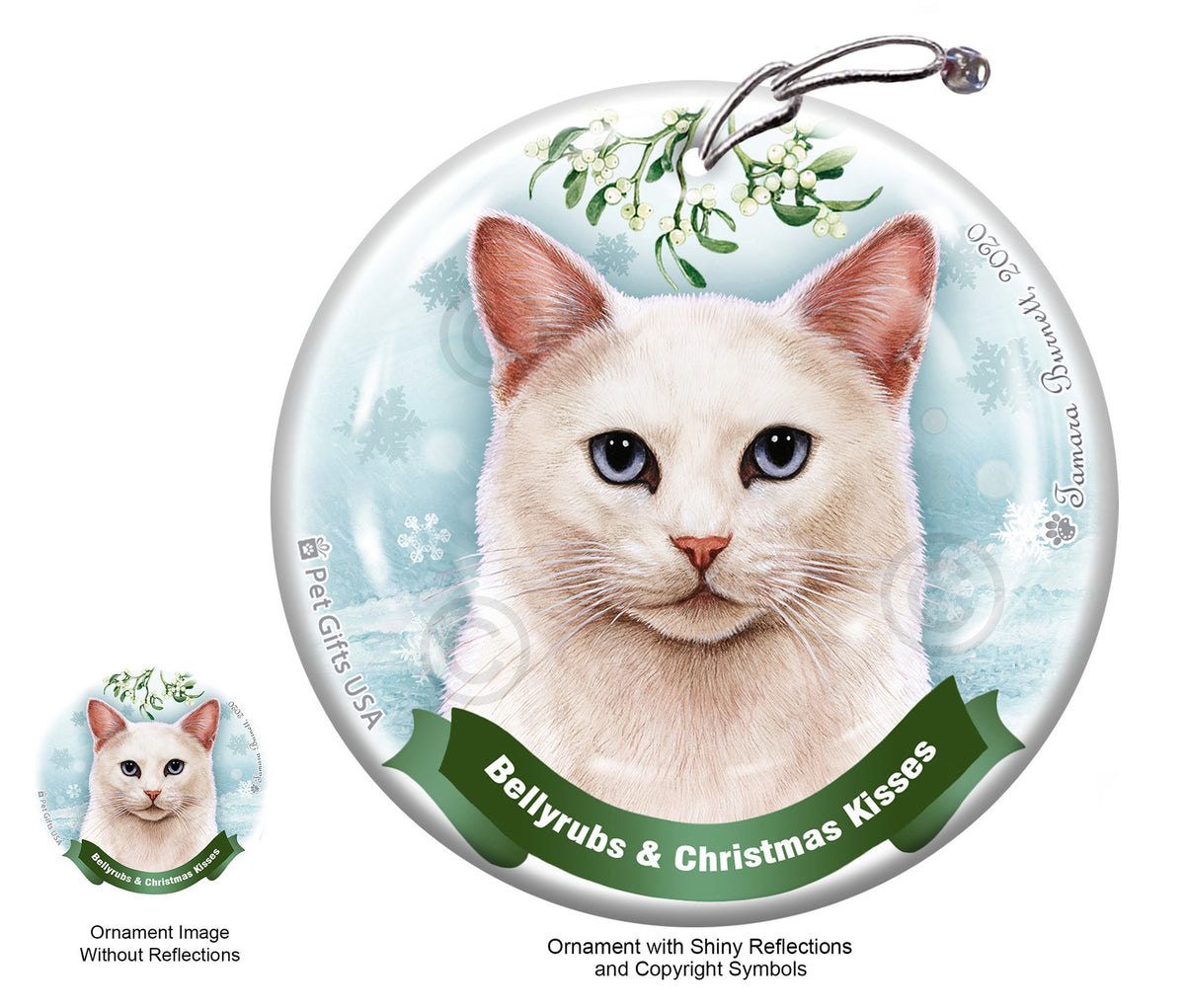 White Bellyrubs and Christmas Kisses Ornament