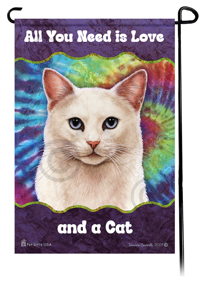 White Shorthair Cat All You Need Is Love Garden Flags