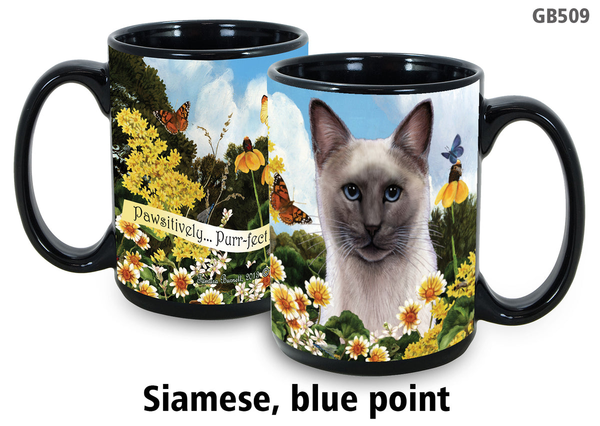 Siamese Blue Point Cat - Garden Party Fun Mug 15 oz