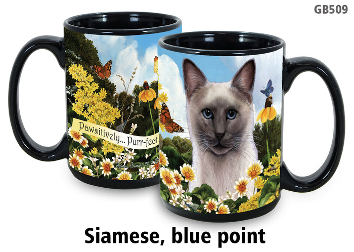 Siamese Blue Point Cat - Garden Party Fun Mug 15 oz