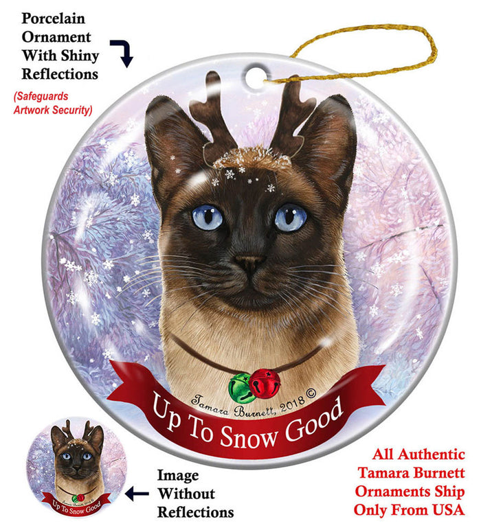 Siamese Cat - Up To Snow Good Ornament