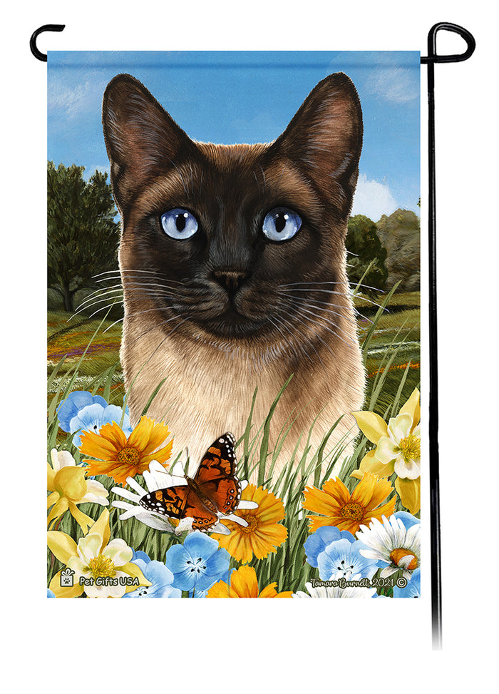 Siamese Cat Summer Flowers Garden Flags