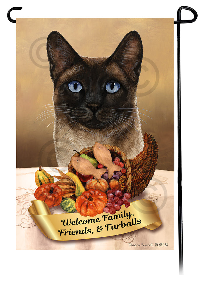 Siamese Cat Thanksgiving Garden Flags