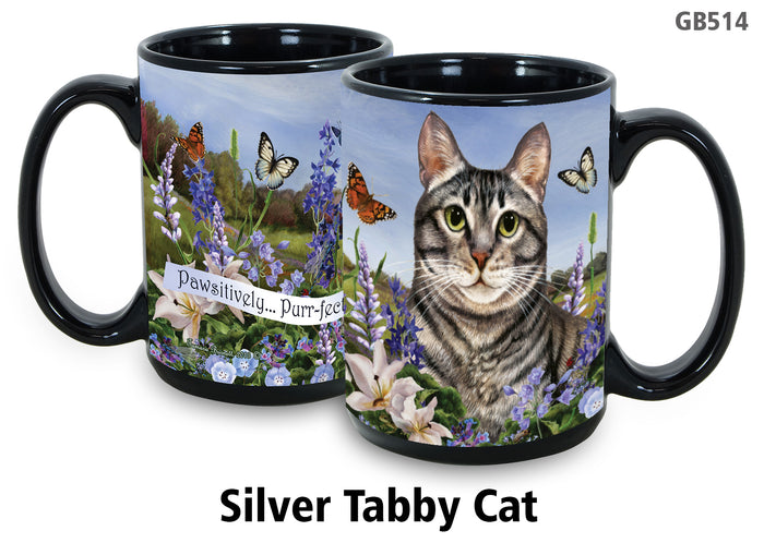 Tabby Silver Cat - Garden Party Fun Mug 15 oz