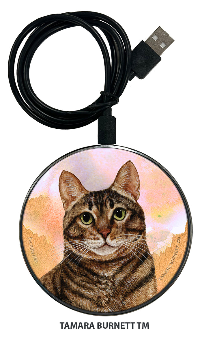 Tabby Cat Brown Zoomies Wireless Charger