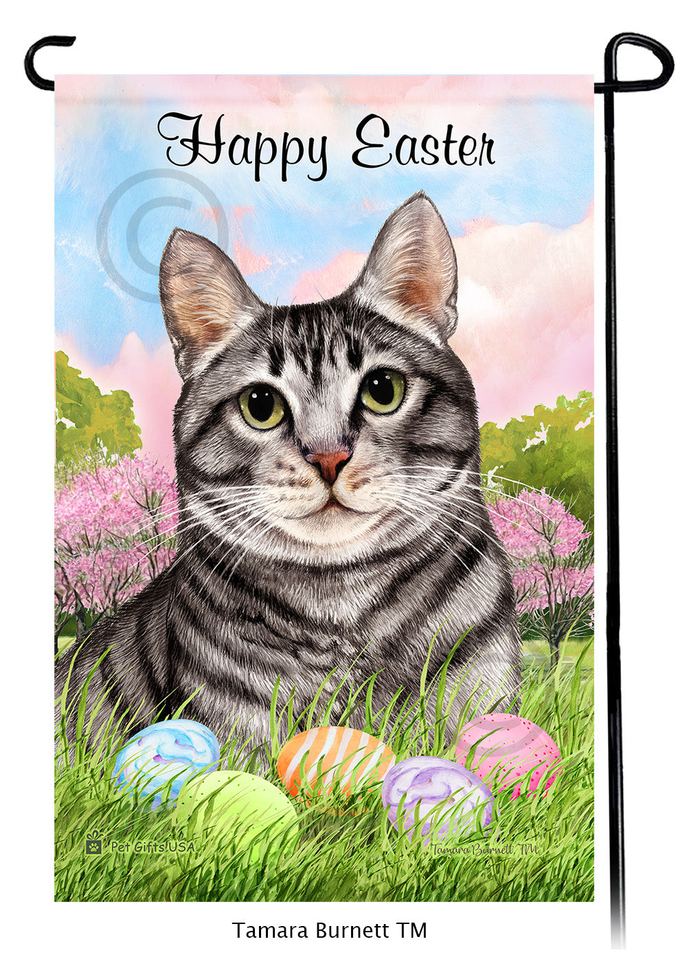 Tabby Cat Happy Easter - Garden Flag