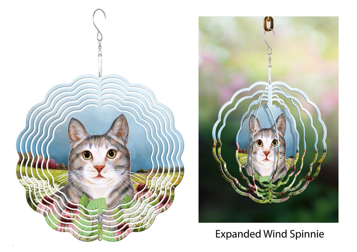 Tuxedo Cat Tortoiseshell Blue and Cream Wind Spinner