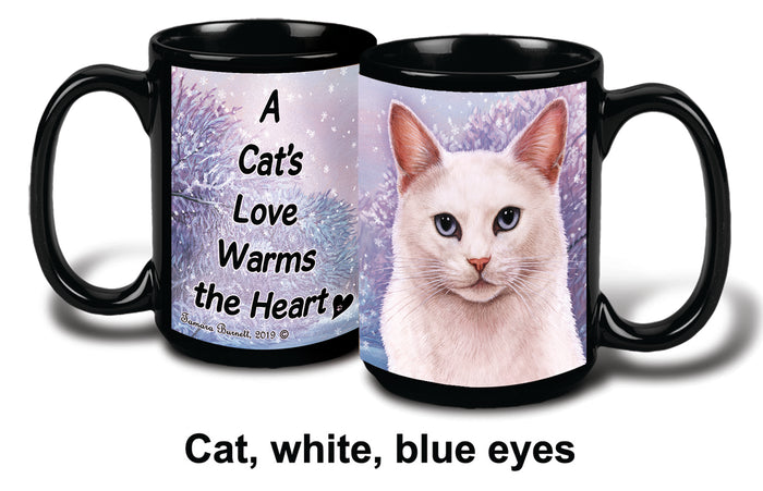 White Blue Eyes Winter Mug 15 oz