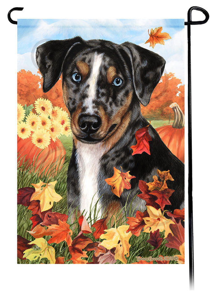 Catahoula Leopard Dog Falling Leaves Garden Flags