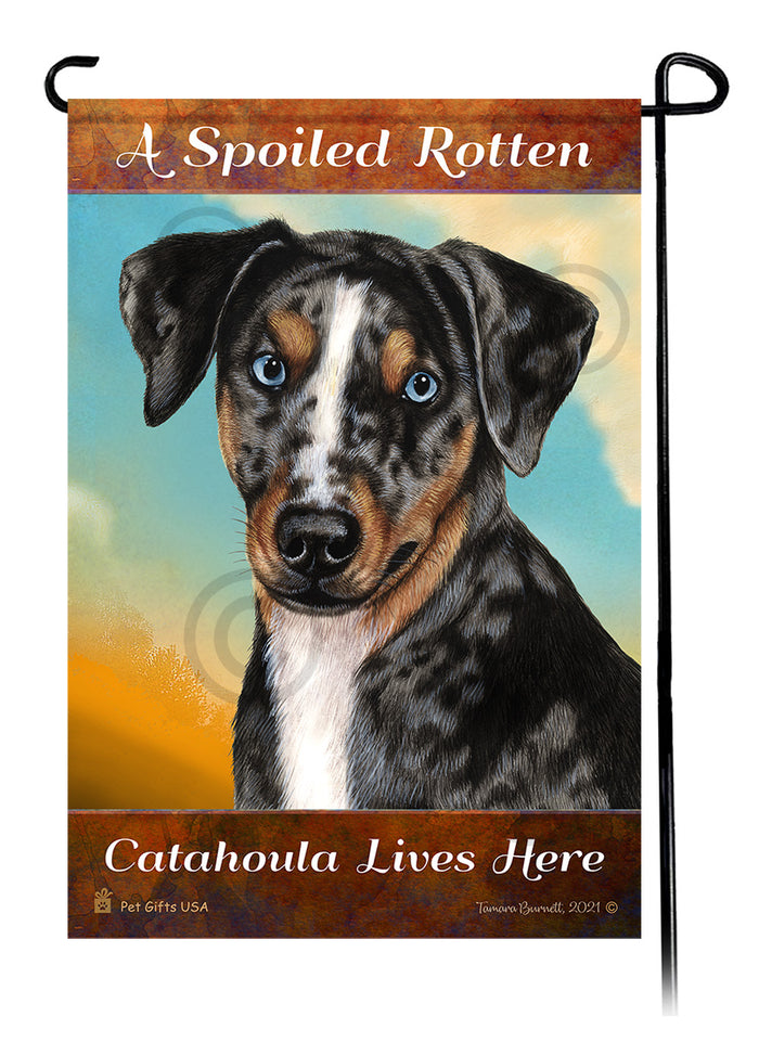 Catahoula Leopard Dog Spoiled Rotten Garden Flags