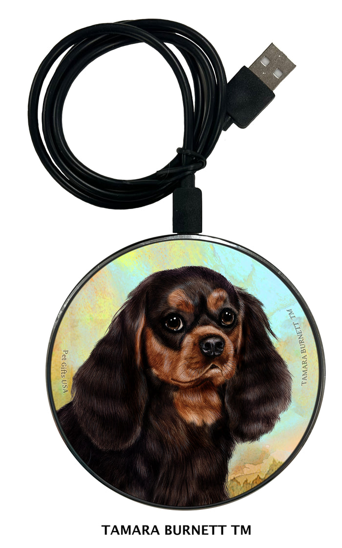 Cavalier King Charles Black and Tan Zoomies Wireless Charger