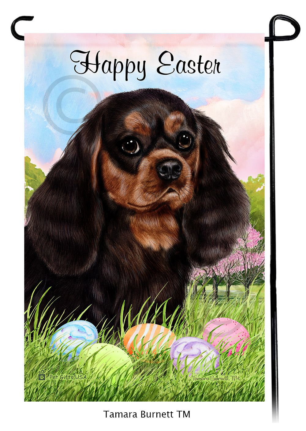 Cavalier King Charles Happy Easter - Garden Flag