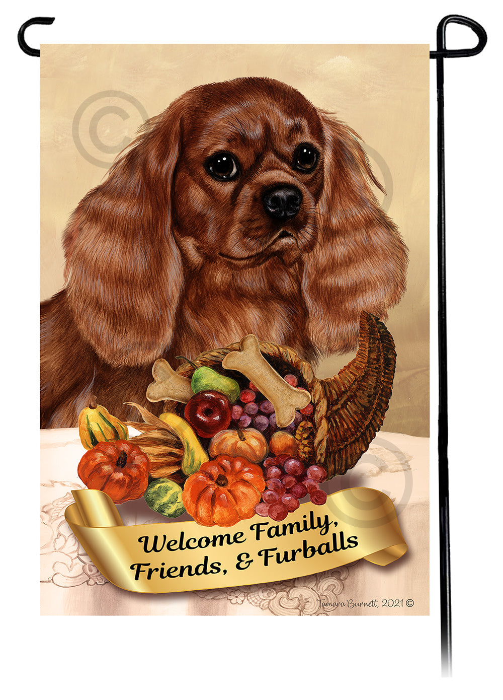 Cavalier King Charles Thanksgiving - Garden Flag