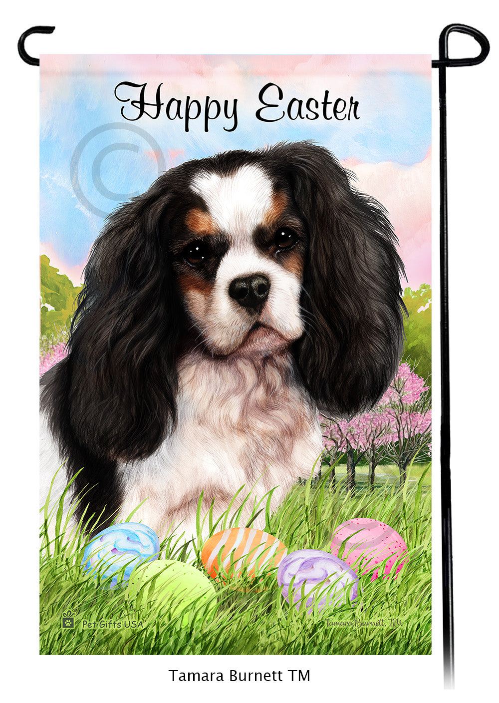Cavalier King Charles Happy Easter - Garden Flag