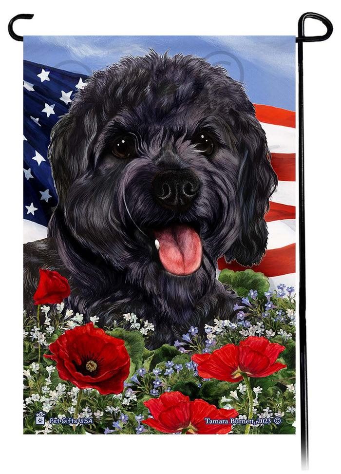 Cavapoo Patriotic Flowers Garden Flags