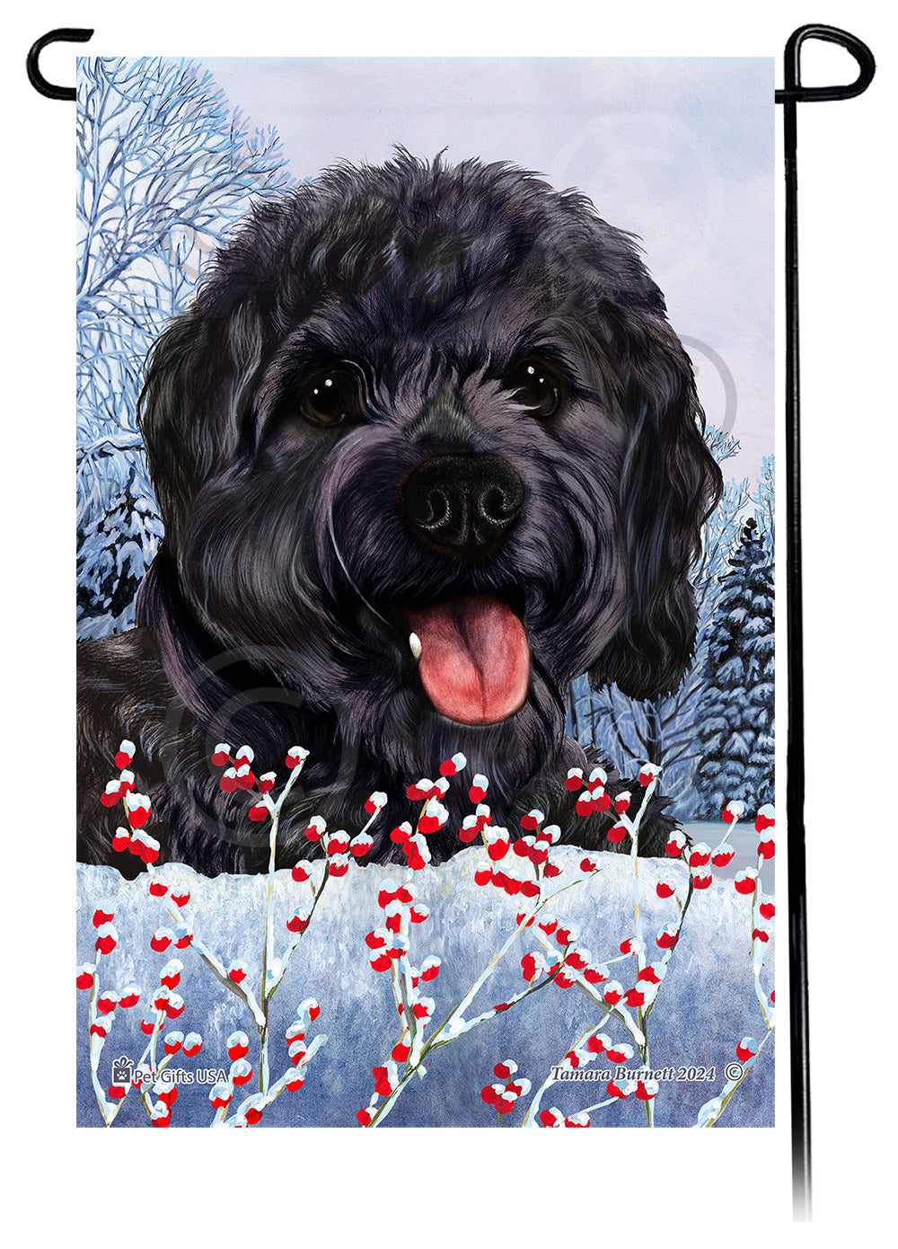 Cavapoo Winterberries Garden Flags