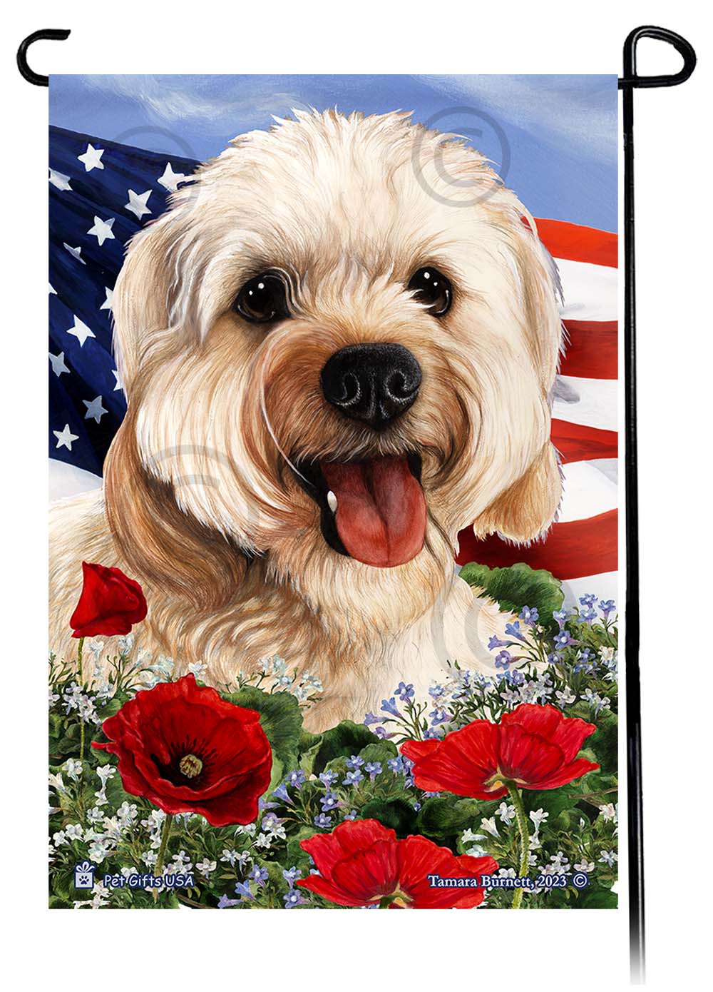 Cavapoo Patriotic Flowers - Garden Flag