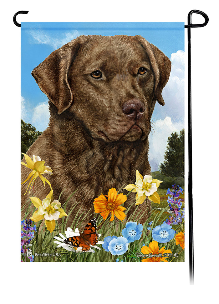 Chesapeake Bay Retriever Summer Flowers Garden Flags